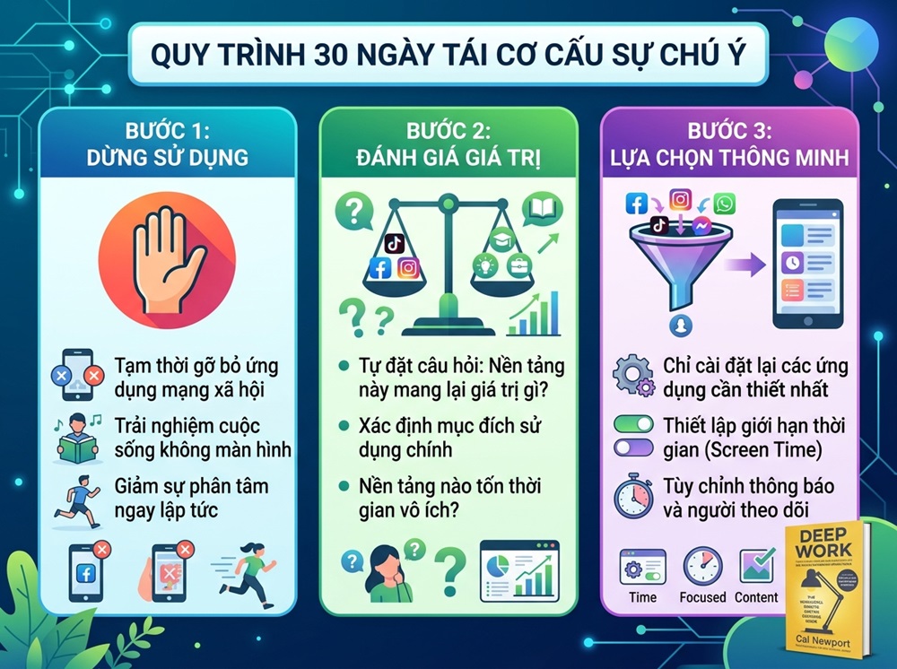Các bước cai nghiện mạng xã hội theo sách Deep Work